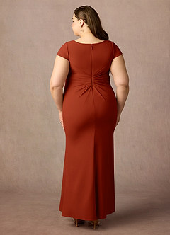 Azazie Tana Mother of the Bride Dresses Rust Mermaid V-Neck Pleated Stretch Crepe Dress image7