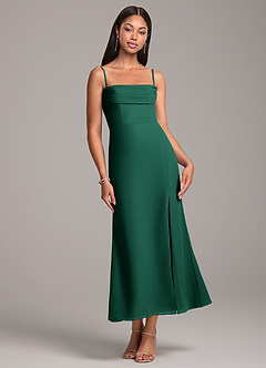 Azazie Saige Bridesmaid Dresses Emerald Sheath Off the Shoulder Chiffon Convertible Dress image7