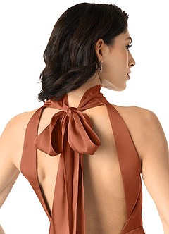 Azazie x Delaney Brautjungfernkleider Etui Hoher Kragen Stretch-Satin Kleid Zedernrose image5