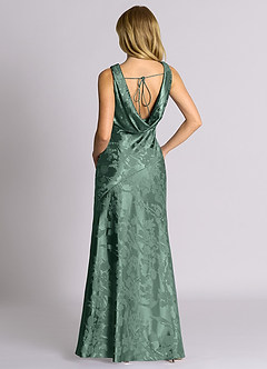 Azazie Rylina 신부 들러리 드레스 인어 절하다 자카드 바닥 길이 드레스 image6