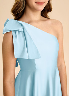 Azazie Penguin Junior Abito A-Line in Raso Elasticizzato Fiocco Azzurro image7