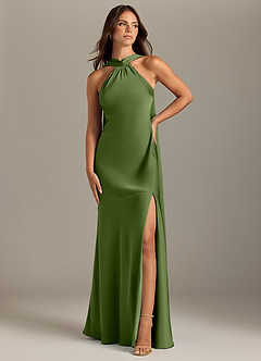 Azazie Kinsley Bridesmaid Dresses Juniper Mermaid Side Slit Stretch Satin Dress image1