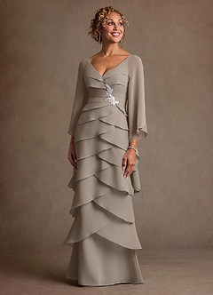 Azazie Arabinda 신부의 어머니 드레스 쉬스 셔링 쉬폰 플로어 길이 드레스 image4