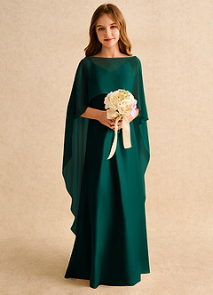 Azazie Fishie Girls Formal Flower Girl Dresses Pine A-Line Matte Satin Dress image3