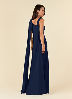 Azazie Franchesca Mother of the Bride Dresses Dark Navy Mermaid Pleated Stretch Chiffon Dress image3