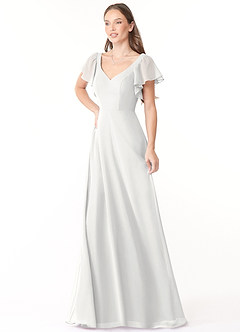 Azazie Syenna Bridesmaid Dresses White A-Line Ruched Chiffon Dress image4