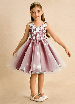 Azazie Junebug vestidos de niña de las flores Vestido de Marfil Granada de Tul de Princesa con Encaje image6
