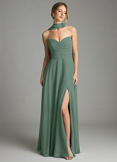 Azazie Ayla Abiti da Damigella Abito A-Line in Chiffon Scollo a Cuore Eucalipto image7