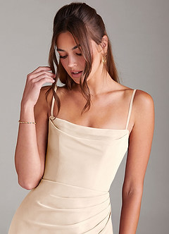Azazie Leonis Bridesmaid Dresses White Alabaster Sheath Strapless Chiffon Convertible Dress image2