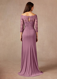 Azazie Rhonda Kleider für die Brautmutter Meerjungfrau-Linie Schulterfrei Gittergewebe Kleid Vintage Mauve image2
