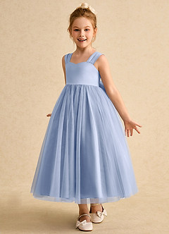 Azazie Chickadee Flower Girl Dresses Ice Ball-Gown Sweetheart Neckline Matte Satin Dress image2