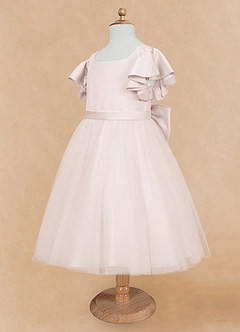 Azazie Kaeya Flower Girl Dresses Rose Petal A-Line Bow Tulle Dress image7