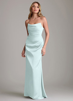 Azazie Lucille Bridesmaid Dresses Sea Glass Mermaid Strapless Stretch Satin Convertible Dress image1