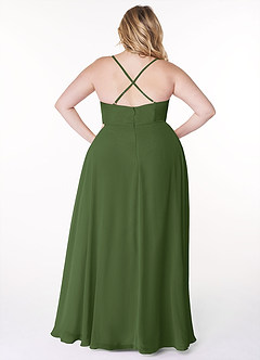 Azazie Naeem Vestidos de madrinha de casamento Vestir Oliva de Chiffon de Linha A com Ruched image8