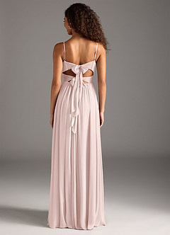 Azazie Zeya Bridesmaid Dresses Blushing Pink A-Line Pleated Mesh Dress image5