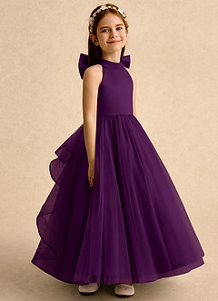 Azazie Emie Flower Girl Dresses Grape A-Line Pleated Tulle Dress image6