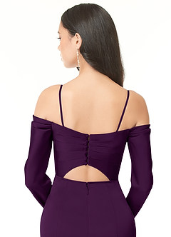 Azazie Hallie Robes de demoiselle d'honneur Robe Fourreau Convertible en Satin extensible Schulterfreies Langarmshirt Grain De Raisin image8