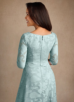 Azazie Durant Kleider für die Brautmutter A-Linie Plissee Blumen-Burnout Kleid Nebel image5