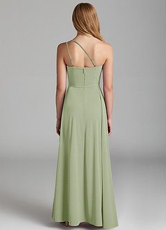 Azazie Maron Junior Robe Trapèze en Satin extensible Plissée Vert Sauge image4