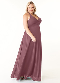 Azazie Tessie Bridesmaid Dresses Amethyst A-Line V-Neck Pleated Chiffon Dress image8