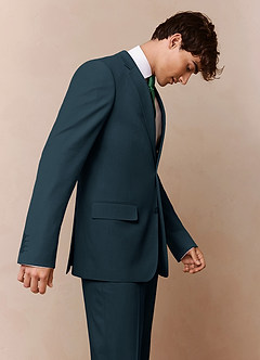 front Savile Teal Wool Blend Suit Jacket