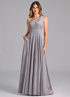 Azazie Charlize Bridesmaid Dresses French Lilac A-Line One Shoulder Velvet Dress image1