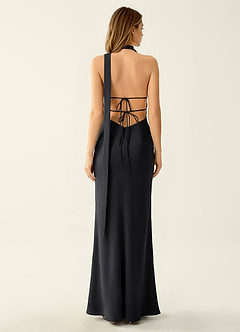 Wrenllien Black Satin Prom Dress image2