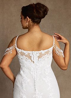 Azazie Saskia Wedding Dresses Diamond White Mermaid Sequins Tulle Dress image14