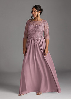 Azazie Harriet Mother of the Bride Dresses Dusty Rose A-Line Scoop lace Mesh Dress image10