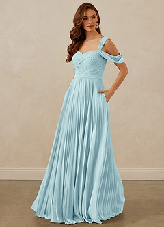 Christian Siriano Bridal for Azazie 1013 Bridesmaid Dresses Sea Glass A-Line Off the Shoulder Chiffon Dress image1