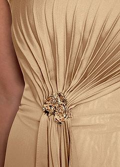 Azazie Dinanta vestidos de madre de la novia Vestido de Champán de Gasa de Columna con Plisado image8