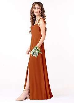 Azazie Rosey Junior A-Linie Herzausschnitt Chiffon Kleid Paprika image3