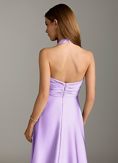 Azazie Tessie Robes de demoiselle d'honneur Robe Trapèze en Satin extensible Plissée Lilas image7