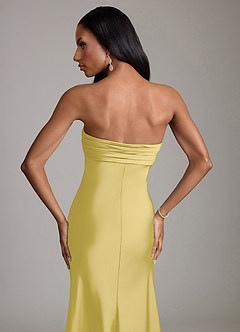 Azazie Saylor Vestidos de damas de honor Vestido de Canario de Satén Elástico de Corte Sirena con Sin tirantes image6