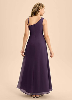 Azazie Brooke Junior Plum A-Line Side Slit Chiffon Dress image2