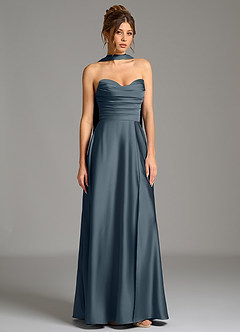 Azazie Ayla Vestidos de damas de honor Vestido de Crepúsculo de Satén Elástico de Corte en A con Corsé image4