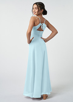 Azazie Avelina Junior A-Linie Plissee Chiffon Kleid Wolke Blau image5