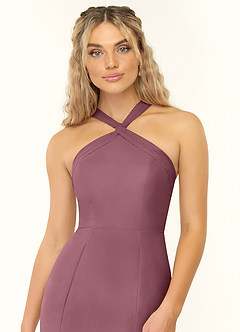 Azazie Rue Abiti da Damigella Abito A-Line in Chiffon con Scollo Halter Ametista image6