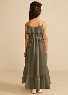 Azazie Karmen Flower Girl Dresses Willow Green A-Line Ruched Chiffon Dress image3