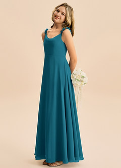 Azazie Elodie Junior A-Linie Chiffon Kleid Tintenblau image1