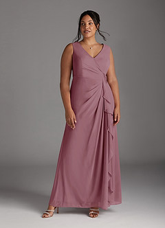 Azazie Manuella Mother of the Bride Dresses Vintage Mauve A-Line V-Neck Pleated Chiffon Dress image13
