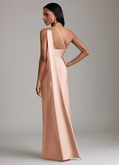 Azazie Galinda Suknie dla druhen Syrena Jedno ramię Satyna elastyczna Do ziemi Sukienka image6