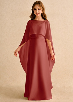 Azazie Fishie Girls Formal Sukienki dla dziewczynek sypiących kwiaty Linia A Matowy satynowy Długość podłogi Sukienka image5