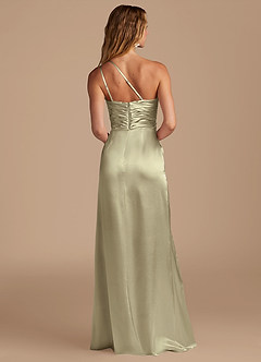 Azazie Eren Brautjungfernkleider Etui One-Shoulder Metallischer Satin Kleid Moosgrün image5