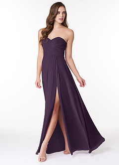 Azazie Arabella Allure Vestidos de damas de honor Vestido de Ciruela de Gasa de Corte en A Convertible con Escote de Corazón image11