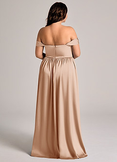 Azazie Calianna Bridesmaid Dresses English Rose A-Line Off the Shoulder Stretch Satin Convertible Dress image12