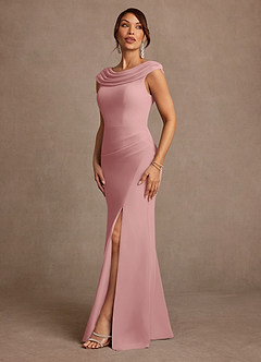 Azazie Irvine Mother of the Bride Dresses Dusty Rose A-Line Pleated Chiffon Dress image4