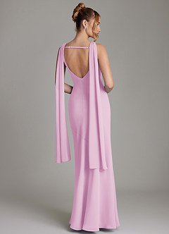 Azazie Essence Bridesmaid Dresses Candy Pink Sheath Chiffon Dress image2