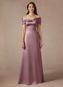 Azazie Amelia vestidos de madre de la novia Vestido de Rosa Polvorienta de Satén Elástico de Corte En A con Vestidos sin tirantes image3