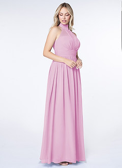 Azazie Iman Bridesmaid Dresses Candy Pink A-Line A-Line Ruched Chiffon Dress image3